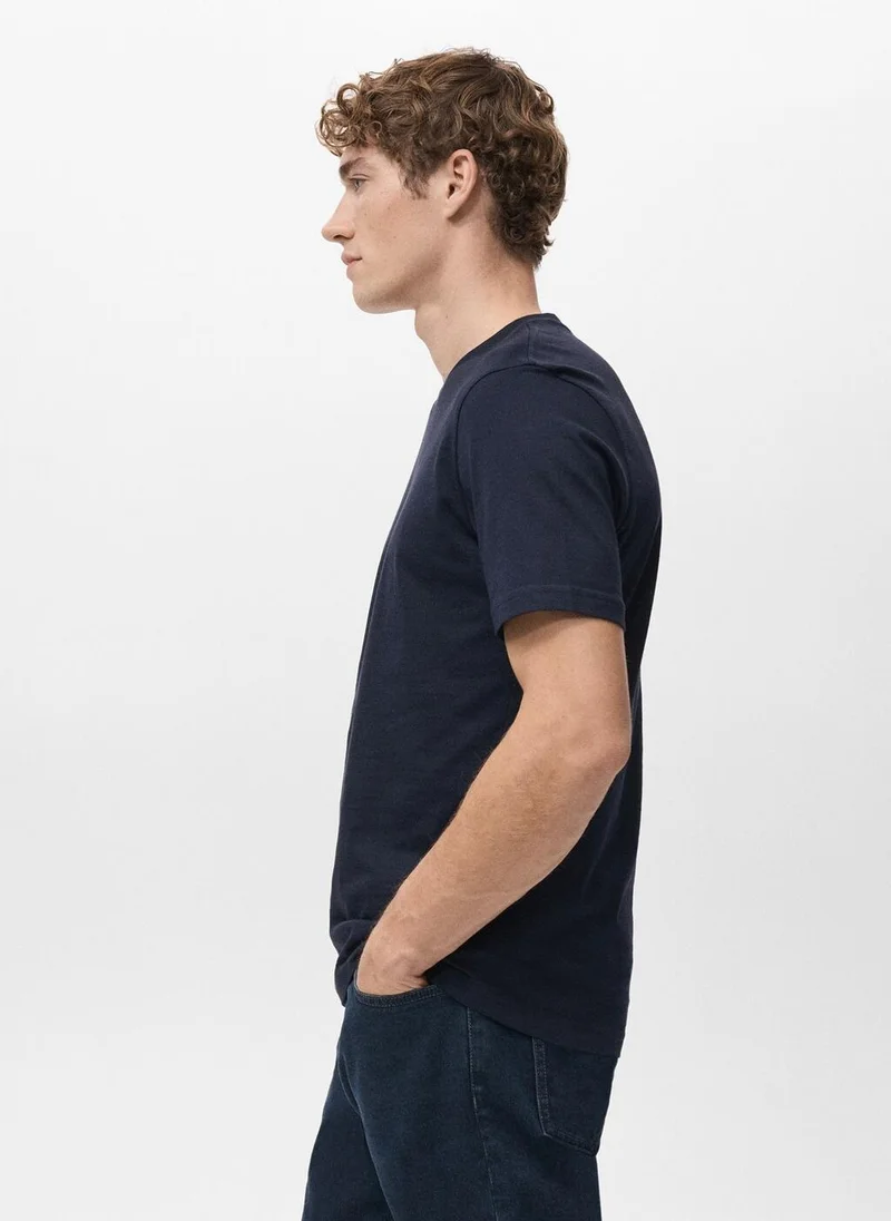 Mango Man  100% cotton slim-fit t-shirt for Men | Best Price UAE